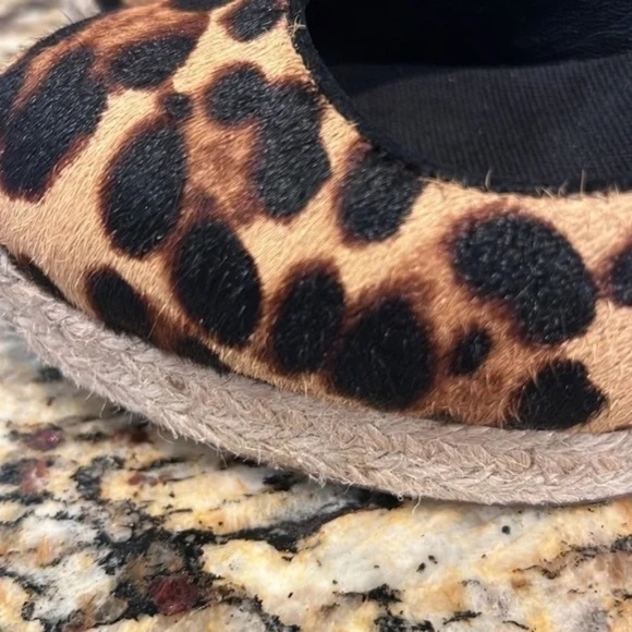 J. Crew Collection Seville Espadrille Wedge Leopard Calf Hair Size 7 - Picture 6 of 11